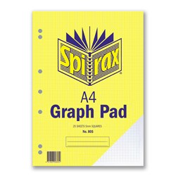 SPIRAX A4 805 GRAPH PAD 5mm Grid 25 Leaf 297x210mm